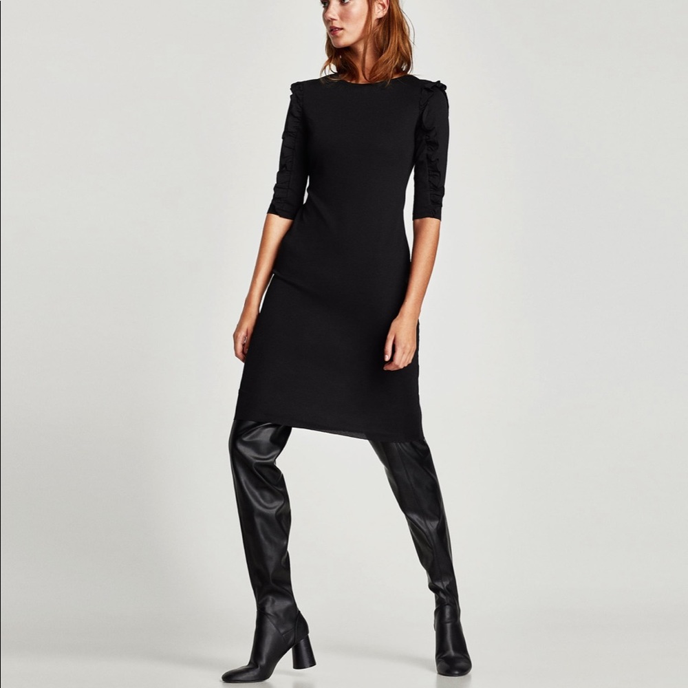 Zara knit dress with ruffles